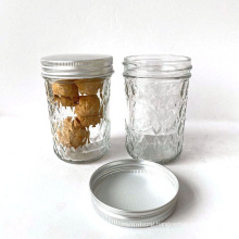 4oz 8oz 12oz Diamond Shape Glass Mason Jar with Silver Gold Metal Lid for Jam Honey